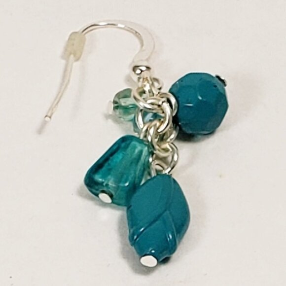 Turquoise Layered Necklace, Earrings Set – Multi-Strand Beaded Statement Jewelry - Picture 6 of 7